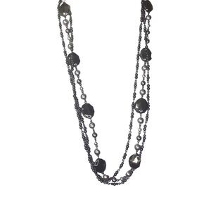 Premier Design multi strand necklace faux pearls gray 34”